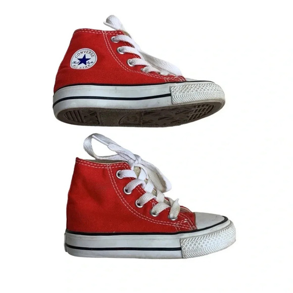 Converse Red Hi-Top Kid Sneakers Size 5 - Picture 5 of 5